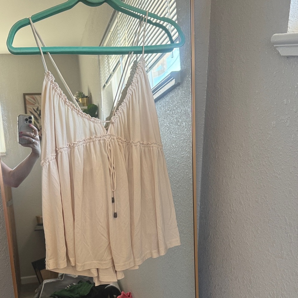 Free People Light Blush Spaghetti Strap Babydoll Cami